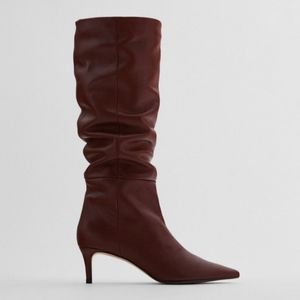 Zara Stiletto Heel Leather Boots